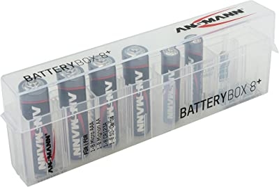 ANSMANN Premium accubox voor 4 Mignon AA of Micro AAA batterijen en batterijen – bewaardoos ter bescherming en transport, 8-delige accubox., 1 Stuk, transparant