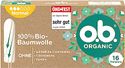 o.b. Organic Normal 16 stuks, biologische tampons voor middelstee/sterkere dagen van 100% biologisch katoen, gebogen groeven voor betrouwbare, natuurlijke bescherming