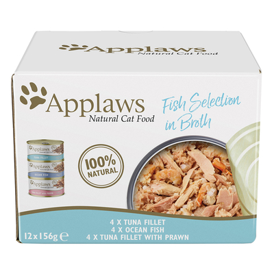 Applaws Voordeelpakket 24 x 156 g Kattenvoer - Probeermix vis in bouillon - natvoer katten