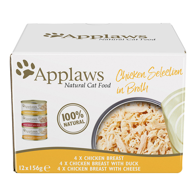 Applaws Voordeelpakket Kattenvoer 24 x 156 g - Probeermix kip in bouillon - natvoer katten