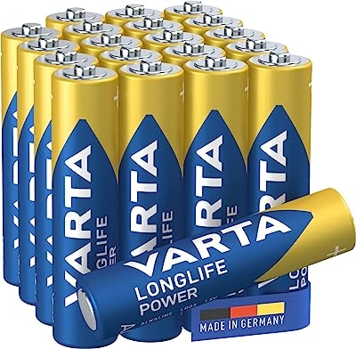 Varta Longlife Power AAA Micro LR03 batterij verpakking met 20 stuks Alkaline Batterijideaal voor speelgoed zaklamp controller en andere apparaten op batterijen, 20-pak, blister