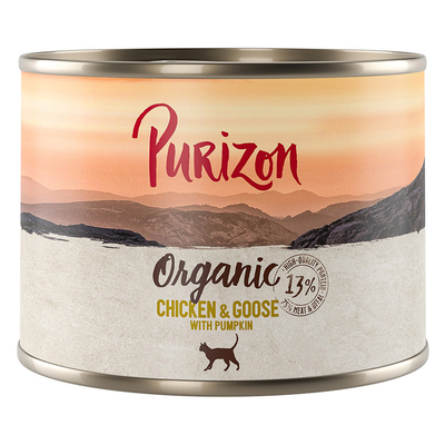 Voordeelpakket Purizon Organic 24 x 200 g - Kip en gans met pompoen - natvoer katten