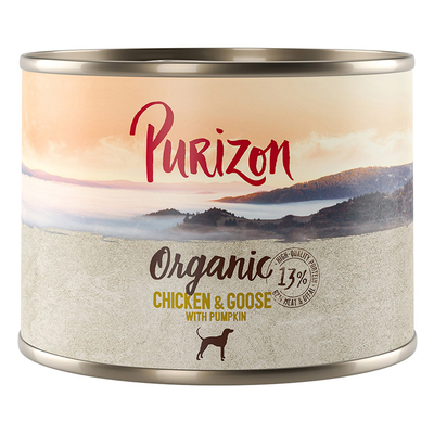 Dubbelpakket Purizon Organic 12 x 200 g - Kip en gans met pompoen - natvoer honden