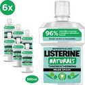 Listerine Naturals Tandbescherming mondwater met milde muntsmaak, zonder alcohol, 6 x 500ml