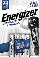 Energizer AAA-batterijen, Ultimate Lithium, verpakking van 4 stuks verpakking kan variëren