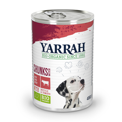 Yarrah Bio Rund met Brandnetel & Tomaat 405g - natvoer honden