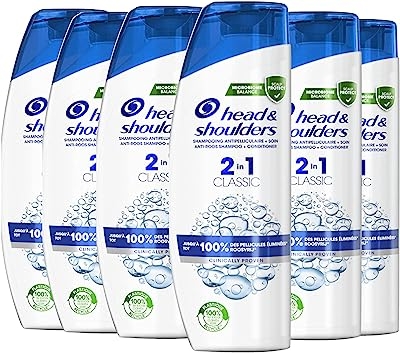 Head & Shoulders 2-in-1 shampoo tegen roos en verzorging, klassiek, tot 100% van de roos verwijderd, klinisch bewezen, dermatologisch getest, 6 x 270 ml