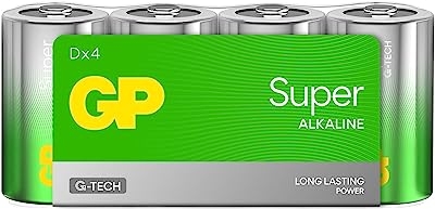 D Mono batterij GP Alkaline Super 1,5 V - 4 stuks