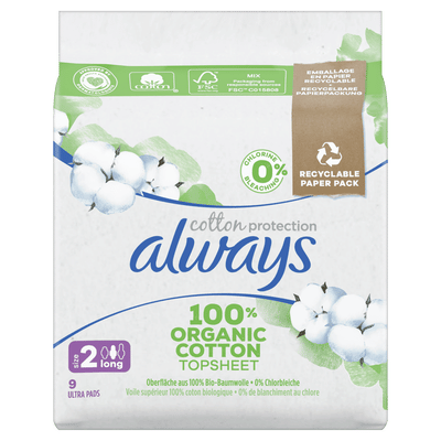 Always Maandverband Bio Cotton Long - 10 stuks
