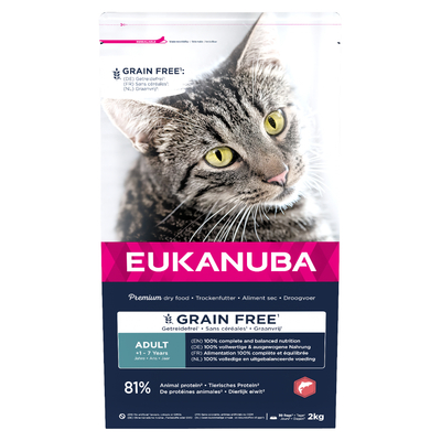 2kg Adult Graanvrij Rijk aan Zalm Eukanuba Kattenvoer - kattenbrokken