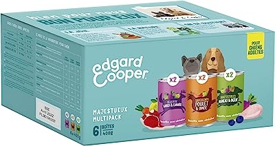 Edgard & Cooper Multipack Box Patée voor volwassen honden, zonder granen, natuurlijk voer, 6 x 400 g, kip/lam/wild, gezonde voeding, smakelijk en evenwichtig, hoogwaardige eiwitten - hondenbrokken
