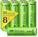 GP Batteries ReCyko+ HR06 Oplaadbare batterij LR6 AA NiMH, 2100 mAh, 1,2 V, 8 stuks