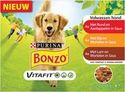 Bonzo Vitafit Maaltijdzakjes - Hondenvoer natvoer - Rund, Kip & Lam - 48 x 100g - natvoer honden