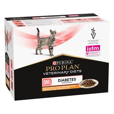 Purina Pro Plan Veterinary Diets Feline DM ST/OX - Diabetes Management Kip - 10 x 85 g - natvoer katten