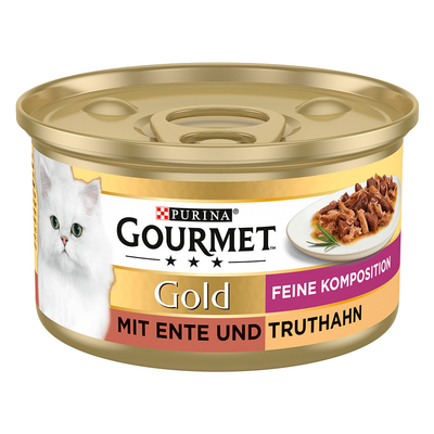 48x 85g Gourmet Gold Fijne Samenstelling Eend en Kalkoen Nat Kattenvoer - natvoer katten