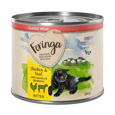 24x200g Kitten Kip & Kalf Classic Meat Menu Feringa Kattenvoer - natvoer katten