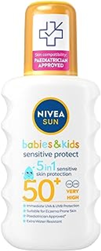 NIVEA Sun Kids Protect and Sensitive zonnespray met zeer hoge SPF 50+, 200 ml