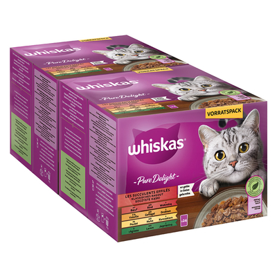Gemengd Pakket Whiskas Pure Delight Portiezakjes 48 x 85 g - Klassieke Ragout in Gelei - natvoer katten