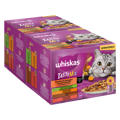 Megapak Whiskas Tasty Mix Portiezakjes 144 x 85 g - Country Collection in Saus - natvoer katten