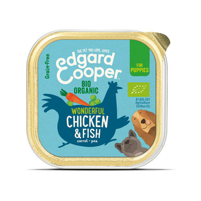 Edgard & Cooper Biologisch Puppy - Kip & Vis - 17 x 100 g kuipjes - natvoer honden