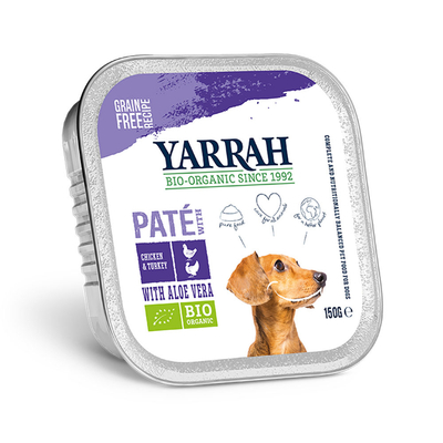 Yarrah - Bio Paté Hond Kuipje met Kip en Kalkoen - 12 x 150 g - natvoer honden