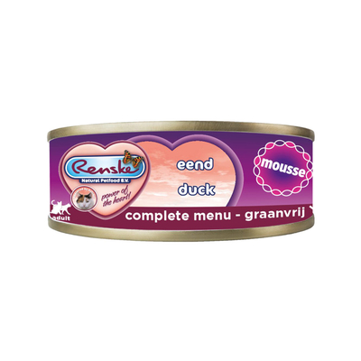 Renske Mousse Natvoer - Kattenvoer - Eend - 24 x 70 g - natvoer katten