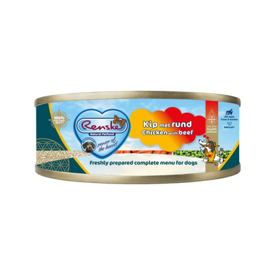 Renske Vers Hondenvoer - Blik - Kip met Rund - 24 x 95 g - natvoer honden