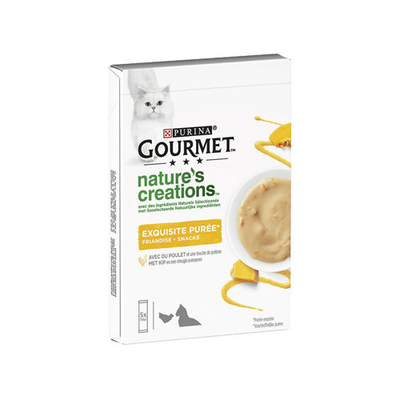 Purina Gourmet Nature's Creations Exquisite Puree Kip & Pompoen - 5 x 10 g - natvoer katten