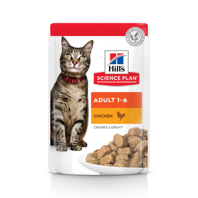 Hill's Science Plan - Feline Adult Maaltijdzakjes kip 12 x 85 gr. - natvoer katten