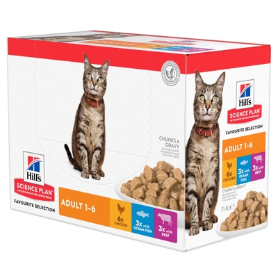 Hill's Science Plan - Feline Adult Favourite Selection 12 x 85 gr. - natvoer katten