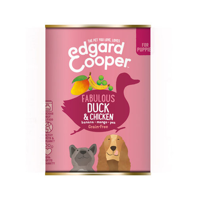 Edgard & Cooper Puppy - Eend & Kip - 6 x 400 g blikken - natvoer honden