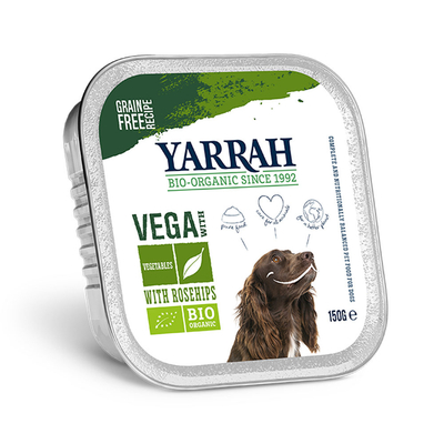Yarrah - Bio Natvoer Hond Kuipje Chunks Vega - 12 x 150 g - natvoer honden