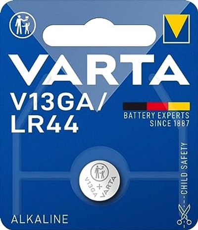 Varta batterijen Electronics V13GA Alkaline knoopcel, 1 stuk, originele blisterverpakking, Zilver, 11,6 mm diameter x 5,4 mm hoog