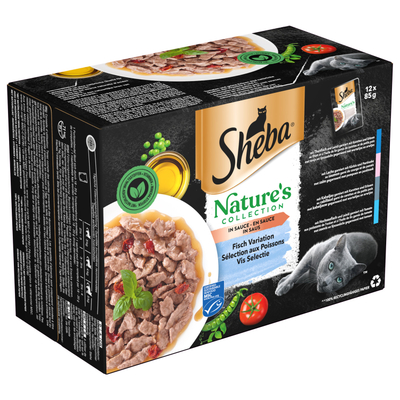 Sheba Nature's Collection Kattenvoer Natvoer Vis Selectie in Saus Maaltijdzakjes 12 x 85 gr