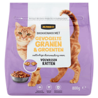 Jumbo Brokkenmix met Gevogelte Granen & Groenten Katten Volwassen 800g - kattenbrokken