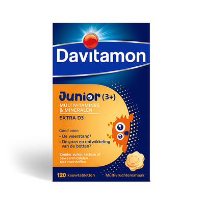 Davitamon® Junior Multivruchten Multivitamines - 120 Kauwtabletten Vanaf 3 Jaar