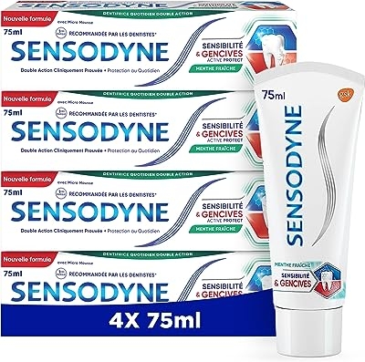 Sensodyne Tandpasta gevoeligheid en tandvlees, witheid, behandeling van gevoelige tanden en tandvlees met witmakende werking, 4 x 75 ml