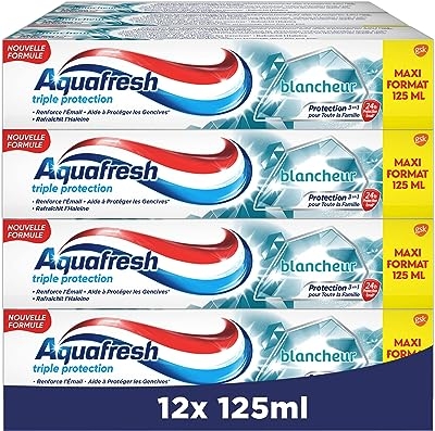 Aquafresh Tandpasta met drievoudige bescherming voor sterke tanden en frisse adem, 12 x 125 ml