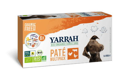 Yarrah Bio Hondenvoer Multipack Paté Graanvrij Kip - Kalkoen - Rund 6 x 150 gr NL-BIO-01