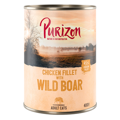 6 x 400 g Purizon Adult voor een speciale prijs! - Kipfilet met Wild Zwijn - natvoer katten