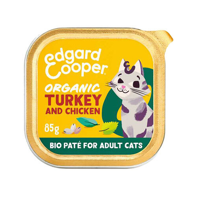 Edgard & Cooper Adult Cat - Organic - Kalkoen en Kip - Paté - 16 x 85 g - natvoer katten