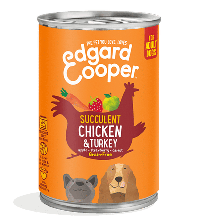 Edgard & Cooper Kip & Kalkoen Blik - Voor volwassen honden - Hondenvoer - 400g