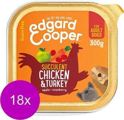 Edgard & Cooper hond Kip & Kalkoen kuipje 18 x 300gr - natvoer honden