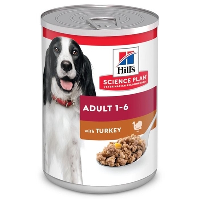 Hill's Science Plan Hond Adult Natvoer Kalkoen 12 x 370g blik - natvoer honden