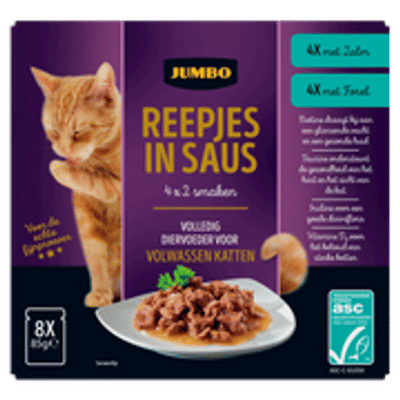 Jumbo Reepjes in Saus 8 x 85g - natvoer katten