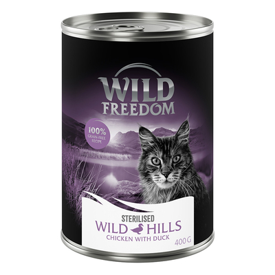 Wild Freedom Adult Sterilised 6 x  400 g - Graanvrij - Wild Hills Sterilised - Eend & Kip - natvoer katten
