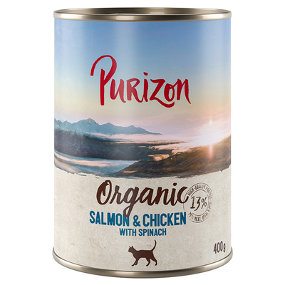 Purizon Organic Zalm en kip met spinazie (6 x 400 g) - natvoer katten