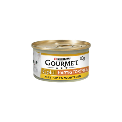 GOURMET Gold Hartig Torentje - Kip met wortel - 24 x 85 gram - natvoer katten