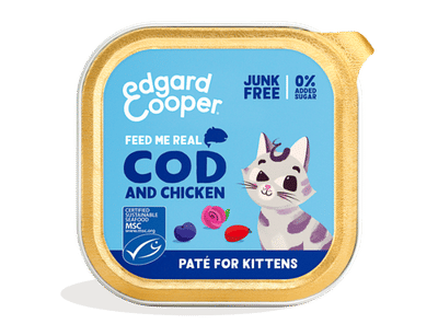 Edgard & Cooper kabeljauw en kip paté kitten natvoer kuipjes 16 x 85gr - natvoer katten