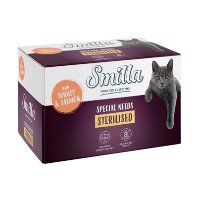 6x100g Kalkoen met Zalm Smilla Sterilised Kattenvoer nat - natvoer katten